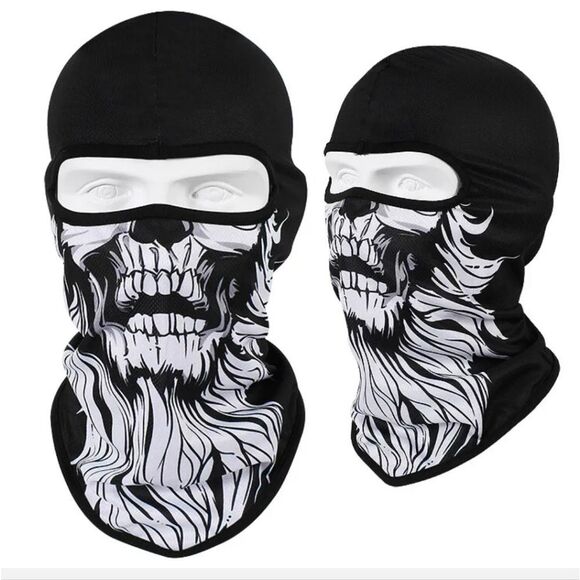 Tactical Skull Ghost Printed Full Face Mask Balaclava Halloween Ski Motorcycle - Picture 1 of 6